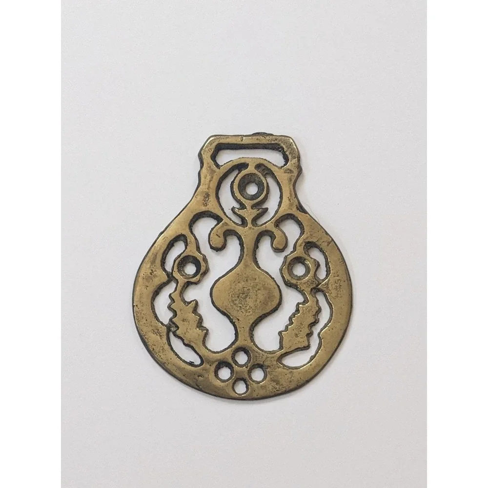 Vintage Horse Brass Tulip Lotus Seed Harness Medallion‎ Equestrian Tack Openwork